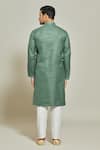Shop_Arihant Rai Sinha_Green Kurta Premium Linen  Pant Art Silk Solid Pintux Yoke Set_at_Aza_Fashions