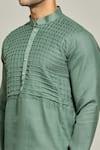 Shop_Arihant Rai Sinha_Green Kurta Premium Linen  Pant Art Silk Solid Pintux Yoke Set_Online_at_Aza_Fashions