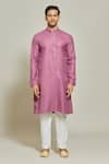 Arihant Rai Sinha_Purple Premium Linen Cotton Solid Plain Pintux Placket Kurta _Online_at_Aza_Fashions