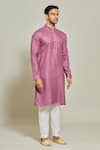 Buy_Arihant Rai Sinha_Purple Premium Linen Cotton Solid Plain Pintux Placket Kurta _Online_at_Aza_Fashions