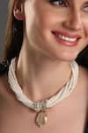 Buy_Hrisha Jewels_White Shell Pearls Mother Of Embellished Necklace_at_Aza_Fashions