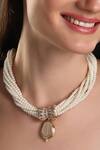 Hrisha Jewels_White Shell Pearls Mother Of Embellished Necklace_Online_at_Aza_Fashions