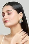 Samyukta Singhania_Gold Plated Jadau Flower Cutwork Earrings _Online_at_Aza_Fashions