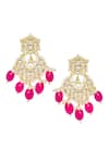 Shop_Nazaakat By Samara Singh_Gold Plated Diamonds, Beads Floral Cutwork Dangler Earrings _at_Aza_Fashions