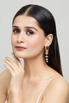 Shop_Samyukta Singhania_Gold Plated Jadau Geometric Cutwork Dangler Earrings _Online_at_Aza_Fashions