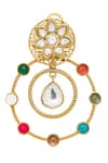 Buy_Samyukta Singhania_Gold Plated Zari, Stones Circular Ornamented Embellished Earrings _Online_at_Aza_Fashions