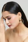 Shop_Samyukta Singhania_Gold Plated Zari, Stones Circular Ornamented Embellished Earrings _Online_at_Aza_Fashions