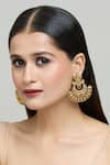 Shop_Nazaakat By Samara Singh_Gold Plated Zari Goddess Laxmi Carved Temple Earrings _Online_at_Aza_Fashions