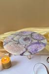 Cotton Indya_Purple Agate Stone And Metal Round Cake Stand_at_Aza_Fashions