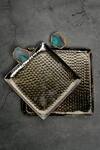 Buy_Cotton Indya_Green Metal, Agate Stone Embellished Tray 2 Pcs Set_at_Aza_Fashions