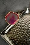 Cotton Indya_Pink Metal, Agate Stone Embellished Tray 2 Pcs Set_Online_at_Aza_Fashions