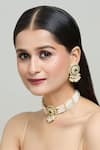 Buy_Samyukta Singhania_Gold Plated Jadau Floral Pendant Work Necklace Set _at_Aza_Fashions