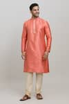 Buy_Arihant Rai Sinha_Orange Kurta Poly Jacquard Woven Floral Set _at_Aza_Fashions