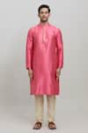 Arihant Rai Sinha_Pink Kurta Poly Jacquard Woven Geometric Full Sleeve Set _Online_at_Aza_Fashions