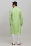 Shop_Arihant Rai Sinha_Green Poly Cotton Plain Mandarin Collar Kurta Set _at_Aza_Fashions