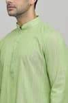 Shop_Arihant Rai Sinha_Green Poly Cotton Plain Mandarin Collar Kurta Set _Online_at_Aza_Fashions