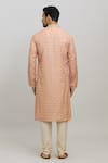 Shop_Arihant Rai Sinha_Peach Poly Printed Diamond Kurta Set _at_Aza_Fashions