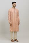 Buy_Arihant Rai Sinha_Peach Poly Printed Diamond Kurta Set _Online_at_Aza_Fashions