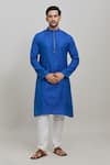 Buy_Arihant Rai Sinha_Blue Kurta Poly Jacquard Woven Leaves Set _at_Aza_Fashions