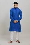 Buy_Arihant Rai Sinha_Blue Kurta Poly Jacquard Woven Leaves Set _Online_at_Aza_Fashions