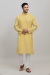 Buy_Arihant Rai Sinha_Yellow Cotton, Polyester Embroidery Floral Print Kurta Set _at_Aza_Fashions