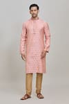 Buy_Arihant Rai Sinha_Pink Kurta Poly Jacquard Woven Diamond And Churidar Set _at_Aza_Fashions