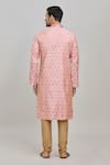 Shop_Arihant Rai Sinha_Pink Kurta Poly Jacquard Woven Diamond And Churidar Set _at_Aza_Fashions