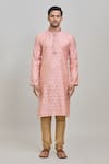 Buy_Arihant Rai Sinha_Pink Kurta Poly Jacquard Woven Diamond And Churidar Set _Online_at_Aza_Fashions