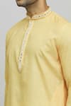 Shop_Arihant Rai Sinha_Yellow Kurta Slub Silk Printed Bandhani Set _Online_at_Aza_Fashions