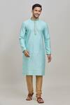 Buy_Arihant Rai Sinha_Blue Polyester Embroidery Floral Woven Kurta Set _Online_at_Aza_Fashions