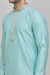 Shop_Arihant Rai Sinha_Blue Polyester Embroidery Floral Woven Kurta Set _Online_at_Aza_Fashions