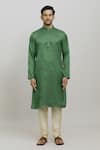 Buy_Arihant Rai Sinha_Green Kurta Poly Blend Embroidered Mirror Set With Dupatta _Online_at_Aza_Fashions