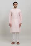 Arihant Rai Sinha_Pink Kurta Poly Jacquard Woven Pastel Set _Online_at_Aza_Fashions