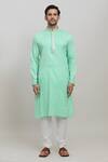 Arihant Rai Sinha_Green Kurta Cotton Woven Set_Online_at_Aza_Fashions