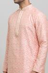 Shop_Arihant Rai Sinha_Pink Kurta Poly Jacquard Woven Floral Flower Pattern Set _Online_at_Aza_Fashions