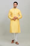 Buy_Arihant Rai Sinha_Yellow Kurta Poly Cotton Digital Printed Bandhej Straight Set _at_Aza_Fashions