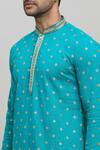 Arihant Rai Sinha Blue Polyester Embroidery Cotton Kurta Set at Aza Fashions Arihant Rai Sinha_Blue Polyester Embroidery Cotton Kurta Set _at_Aza_Fashions