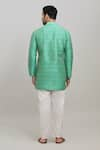 Shop_Arihant Rai Sinha_Green Poly Blend Plain Mandarin Collar Short Kurta _at_Aza_Fashions