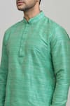 Arihant Rai Sinha_Green Poly Blend Plain Mandarin Collar Short Kurta _at_Aza_Fashions