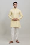 Buy_Arihant Rai Sinha_Yellow Cotton Plain Short Kurta _at_Aza_Fashions