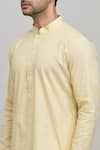 Arihant Rai Sinha_Yellow Cotton Plain Short Kurta _at_Aza_Fashions