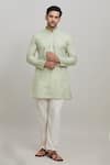 Buy_Arihant Rai Sinha_Green Cotton Plain Short Pastel Kurta _at_Aza_Fashions