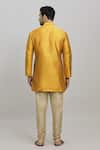 Shop_Arihant Rai Sinha_Yellow Poly Blend Plain Bright Short Kurta _at_Aza_Fashions