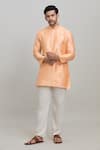 Buy_Arihant Rai Sinha_Peach Poly Blend Plain Short Kurta _at_Aza_Fashions