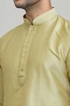 Arihant Rai Sinha_Green Poly Blend Plain Short Mandarin Collar Kurta _at_Aza_Fashions