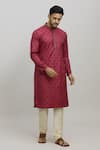 Buy_Arihant Rai Sinha_Red Kurta Poly Blend Paisley Pattern Butti And Churidar Set _at_Aza_Fashions