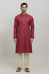 Buy_Arihant Rai Sinha_Red Kurta Poly Blend Paisley Pattern Butti And Churidar Set _Online_at_Aza_Fashions