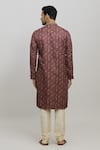 Shop_Arihant Rai Sinha_Maroon Kurta Poly Blend Printed Floral Vine And Churidar Set _at_Aza_Fashions