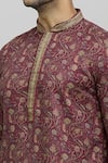 Shop_Arihant Rai Sinha_Maroon Kurta Poly Blend Printed Floral Vine And Churidar Set _Online_at_Aza_Fashions