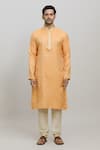 Arihant Rai Sinha_Orange Kurta Poly Jacquard Woven And Churidar Set _Online_at_Aza_Fashions